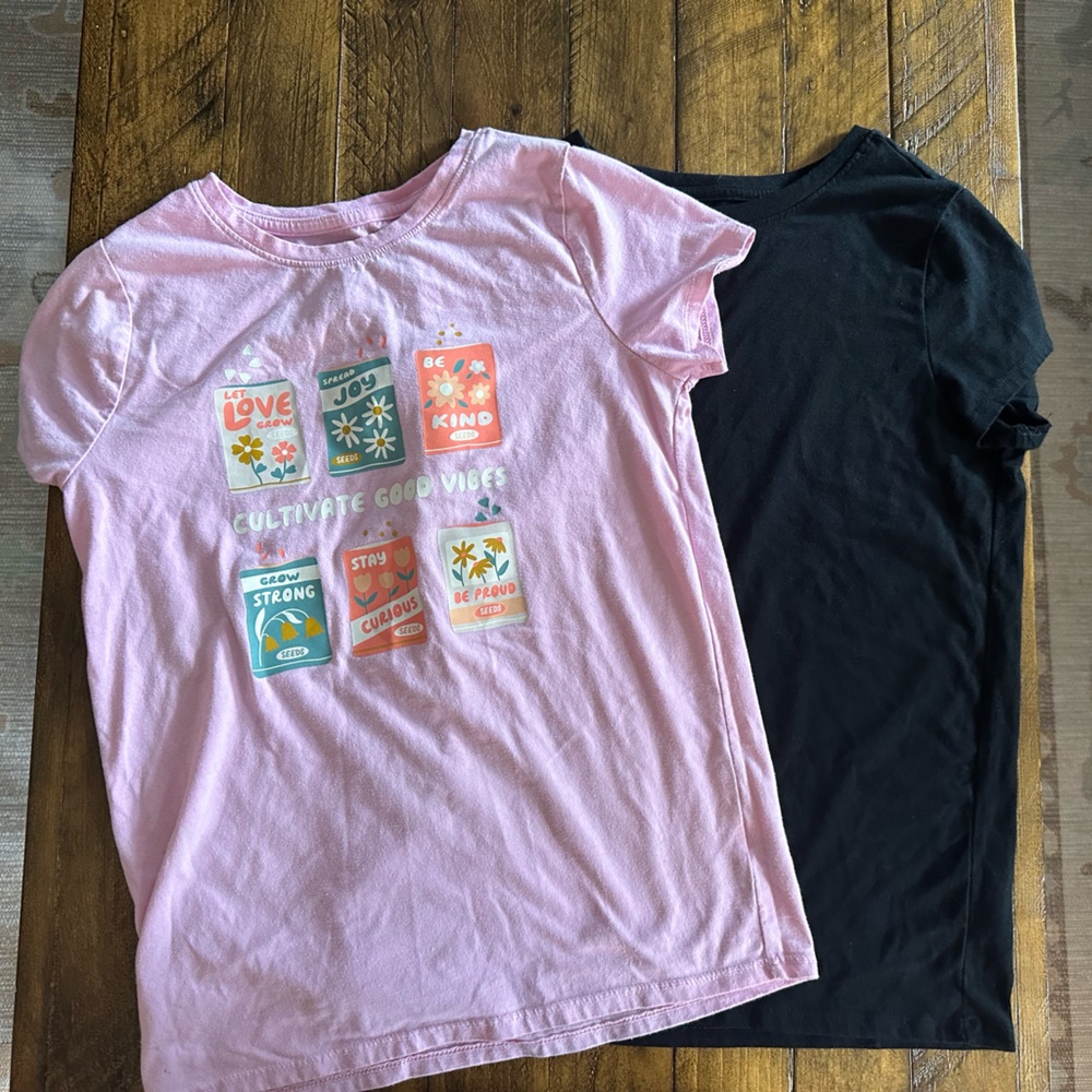 Cat & Jack two short sleeve t-shirts. Size large kids.